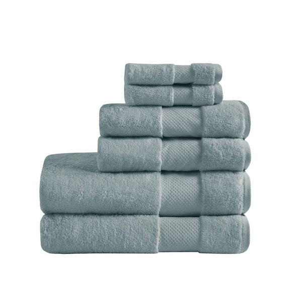 Turkish 6-Piece Blue Cotton Bath Towel Set