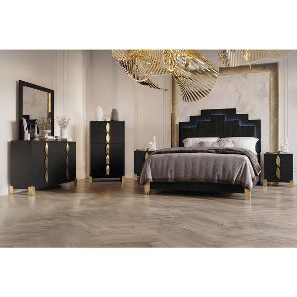 black dresser bedroom set Boonatu for with 6 Drawers, Wood Dressers Chest of Drawers with Metal Handles, Modern Bedroom Dresser with Drawers for Closet Hallway, Living Room, Black : Home & Kitchen The solid wood construction ensures durability Coaster Barzini 4-Piece Queen Bedroom