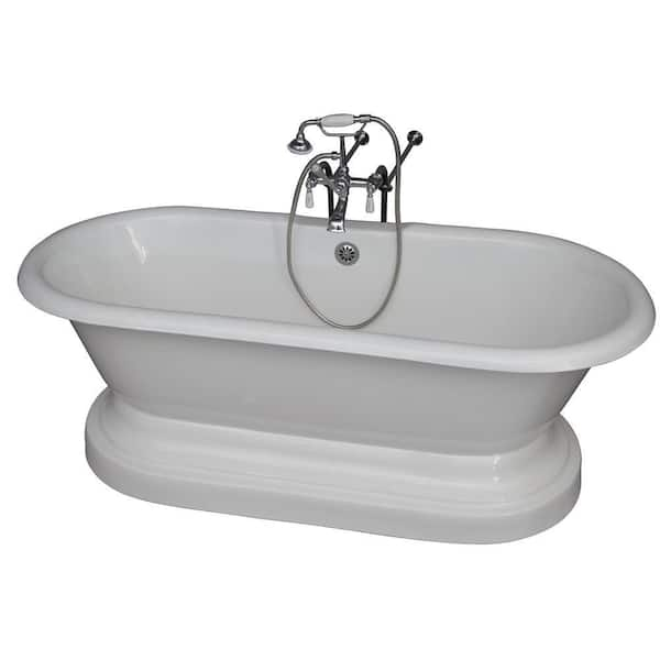 Barclay Products 5.6 ft. Cast Iron Double Roll Top Tub in White with Polished Chrome Accessories