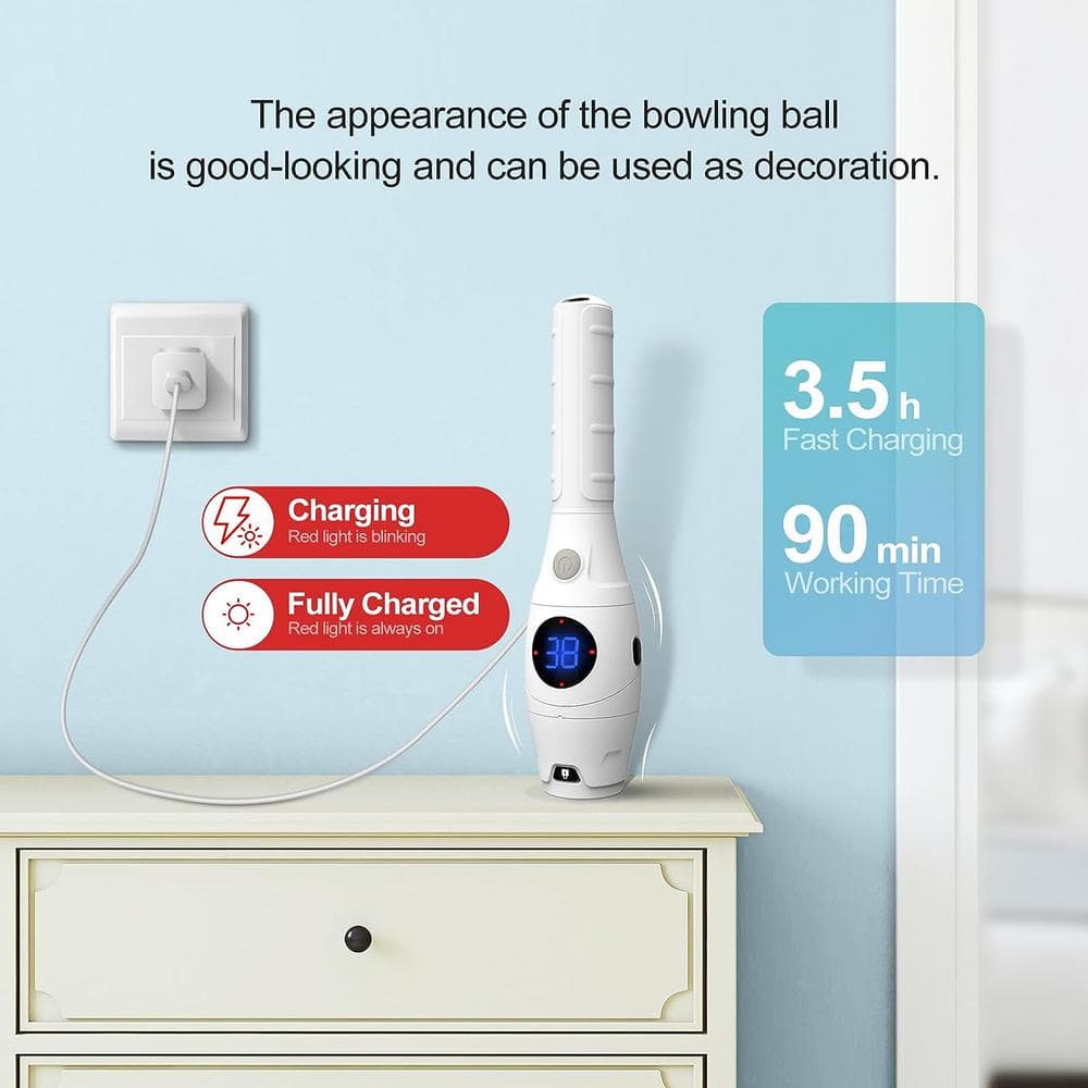 White Electric Spin Scrubber with Carbon Fiber Bristles and Adjustable Handle