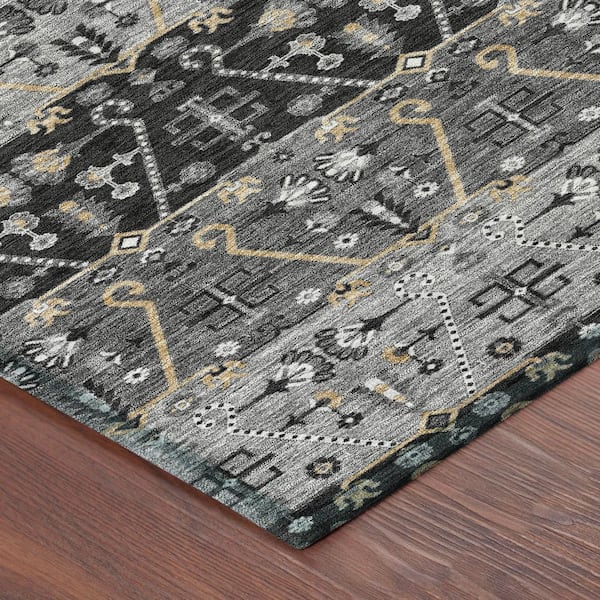 Chantille Machine Washable Indoor/Outdoor Abstract ACN2858 Black 2 ft. x 3 ft. Accent Rug