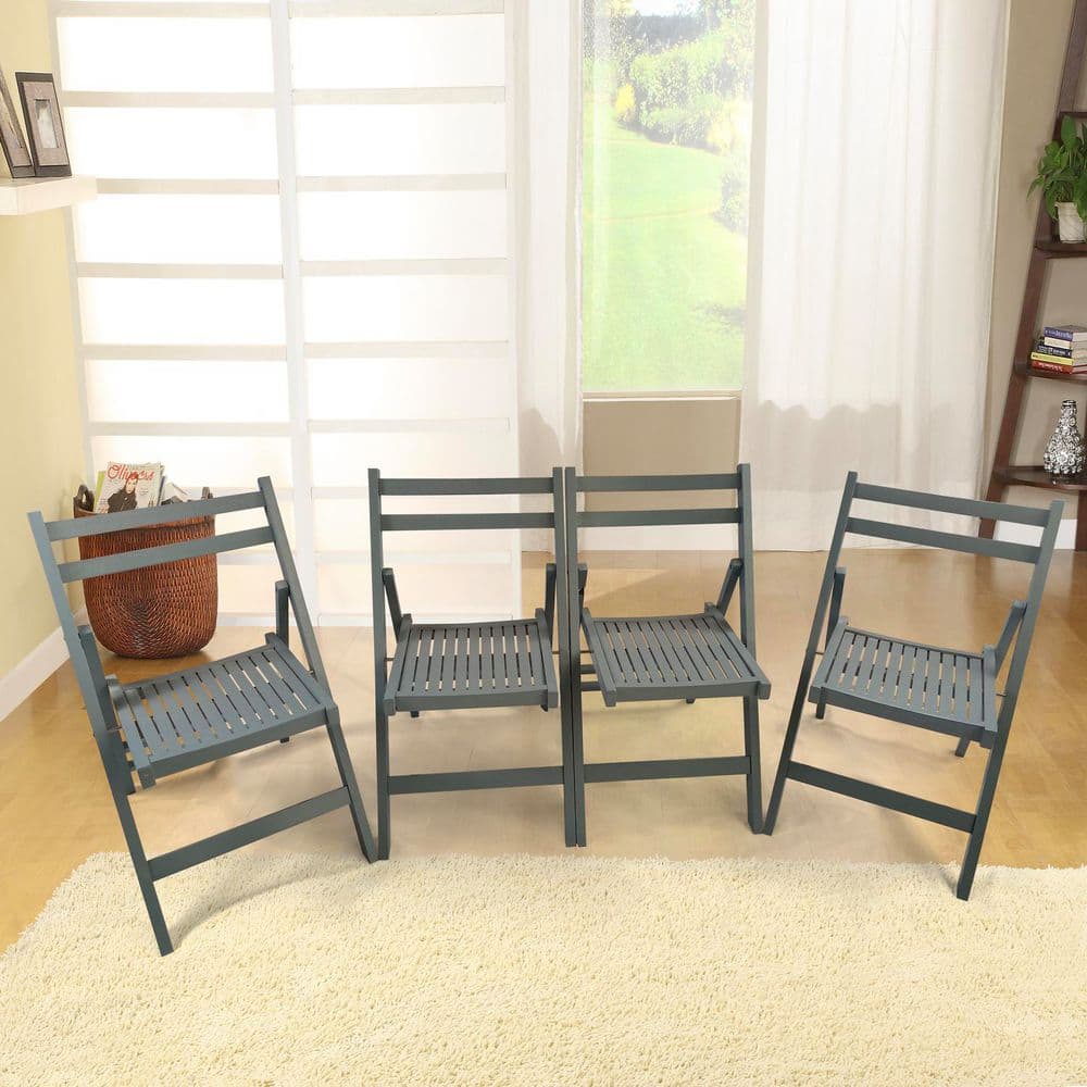 Folding Wood Outdoor Dining Chair in Grey (Set of 4) price history on PriceWatchPro