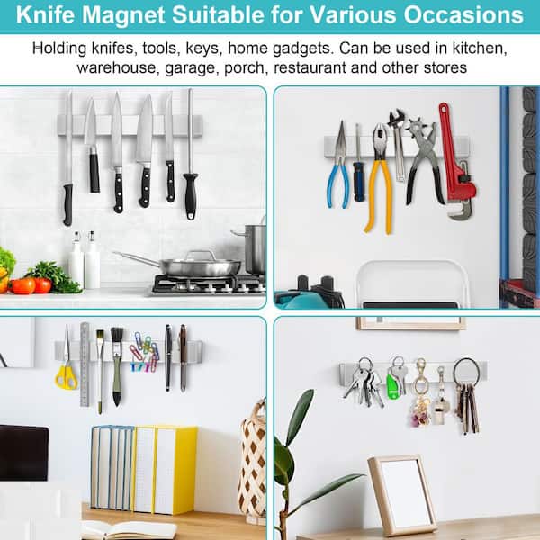 16 in. Stainless Steel Magnetic Knife Holder Wall Mount Knife Rack Magnetic Strip for Kitchen Organization