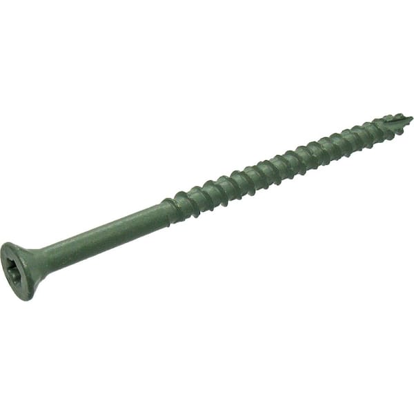 3-1/2 in. Green Exterior Self-Starting Star Flat-Head Wood Deck Screws #10 (5 lbs./280 pcs)