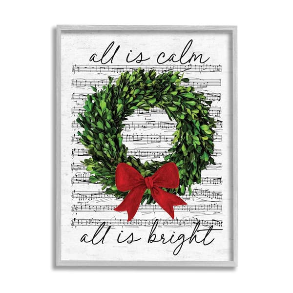 Stupell Industries All Bright Holiday Music by Lettered and Lined 1-Piece Framed Graphic Print Typography Poster Art Print 14 in. x 11 in.