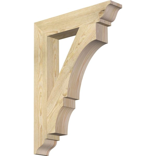 Ekena Millwork 4 in. x 30 in. x 22 in. Douglas Fir Balboa Traditional Rough Sawn Bracket