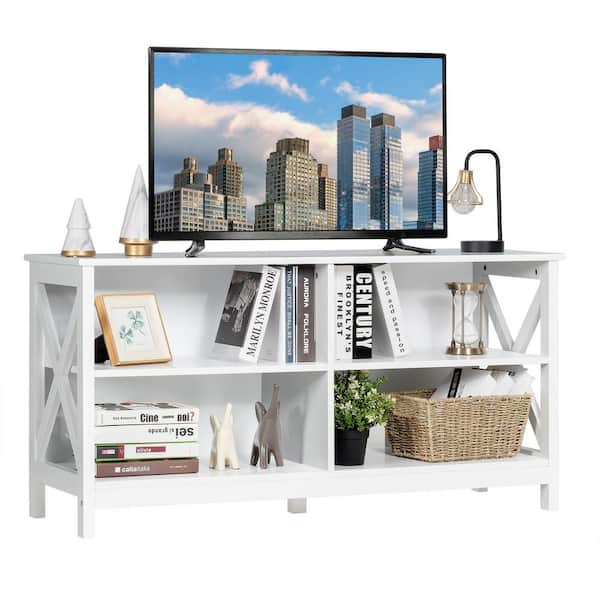 47 in. White TV Stand Fits TV's up to 55 in. with Open Shelves