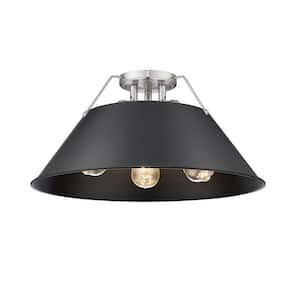 Orwell 18.75 in. 3-Light Pewter and Matte Black Flush Mount