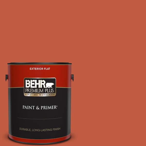 BEHR PREMIUM PLUS 1 gal. #M180-7 Deep Fire Flat Exterior Paint & Primer