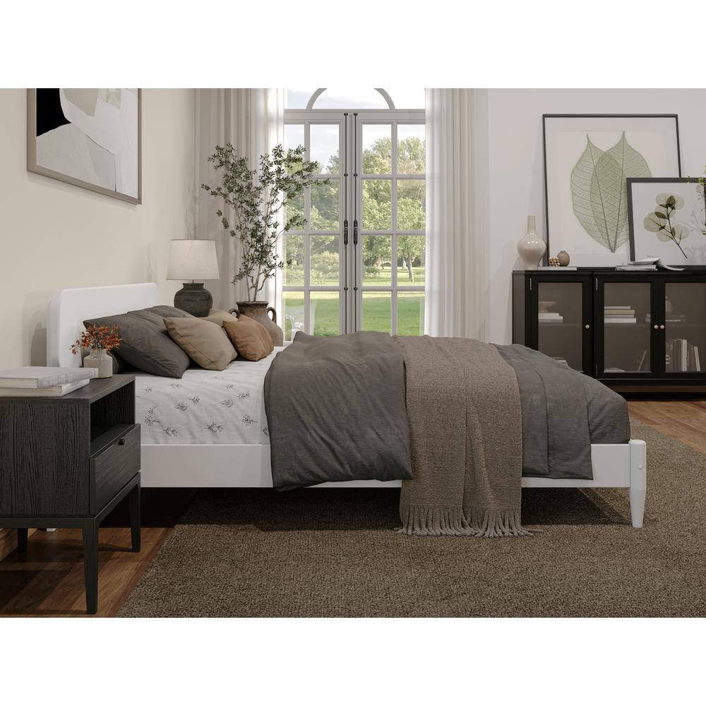 Florence White Queen Solid Wood Low Profile Platform Bed