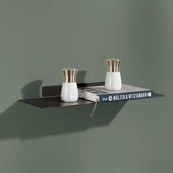 KATANA 23.6 in. x 7.9 in. x 1.8 in. Black Metal Decorative Wall Shelf with Brackets