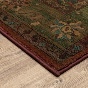 Kaiden Red/Green 4 ft. X 6 ft. Floral Area Rug