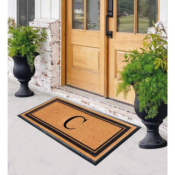 A1HC Natural Coir Monogrammed Entrance Door Mats, Durable Large Outdoor Rug,  Non-Slip, Flock Doormat, Thin-Profile Heavy Duty Door Mat, Indoor Outdoor  Front Door, High Traffic Areas, 24 X 39 