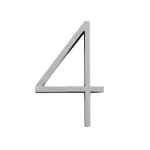 5 in. Silver Reflective Floating or Flush House Number 4