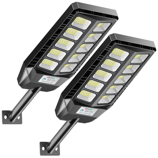 320000 Lumen 220° Black Motion Sensing Dusk to Dawn Integrated LED Flood Light (2-Pack)