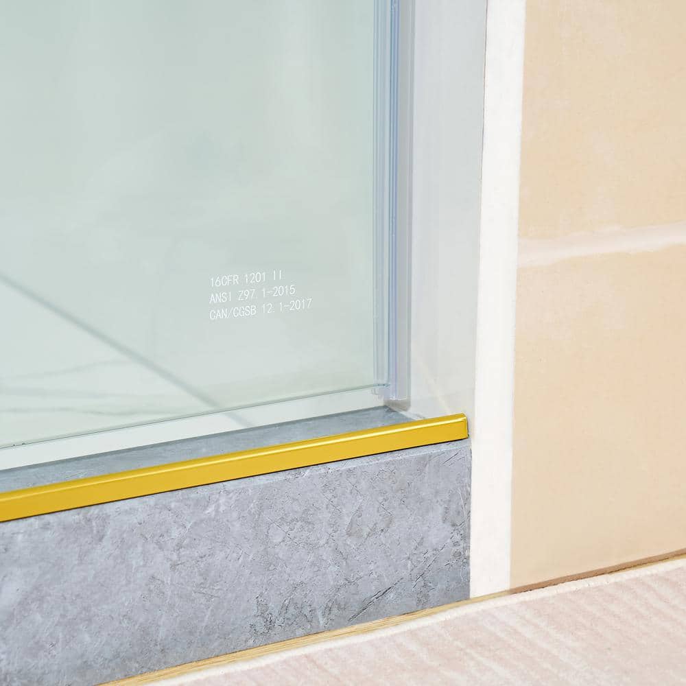 76 in. H x 60 in. W Frameless Sliding Shower Door with Titanium Gold Finish