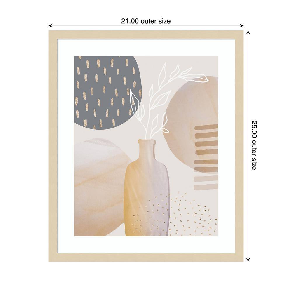 Mid-Century Floral II Beige and Gray Framed Wall Art Print