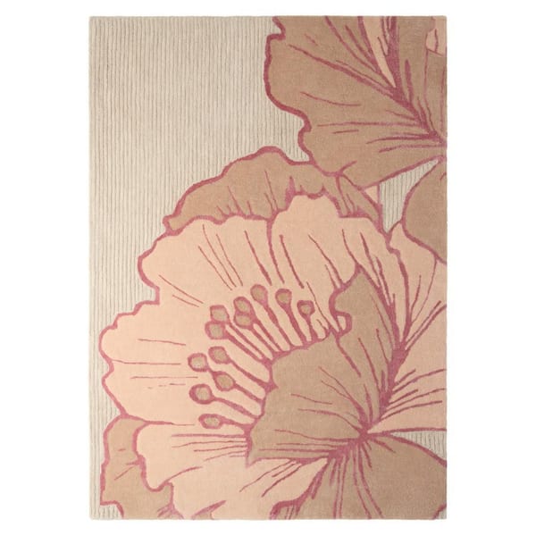 Flora Grandeur Bloom Handcrafted Wool Area Rug Rose 5 ft. x 7 ft.