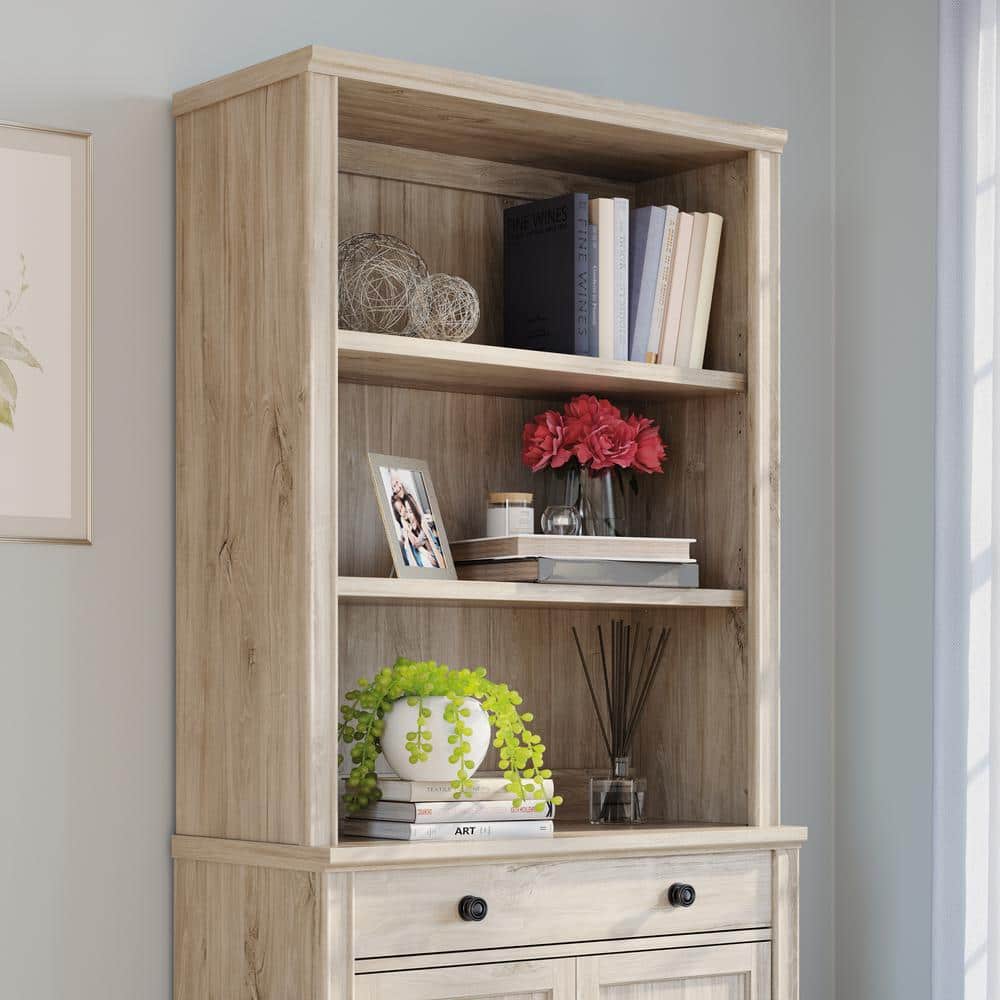 Chalk Oak 2-Shelf Library Hutch for Cabinets
