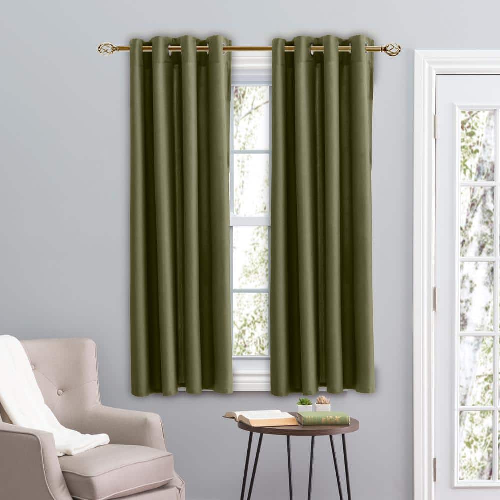 RICARDO Spanish Moss Woven Grommet Room Darkening Curtain 56 in. W x 45 in. L 038007904525