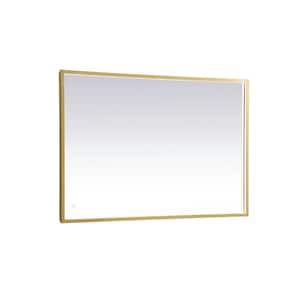 Timeless Home 27 in. W x 40 in. H Modern Rectangular Aluminum Framed LED Wall Bathroom Vanity Mirror in Brass