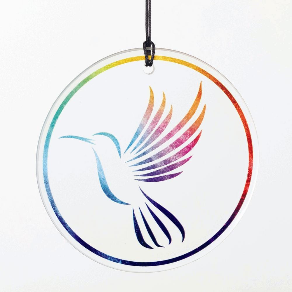 Clear Glass Hummingbird Wind Chime with Silver Tubes, 22" Length