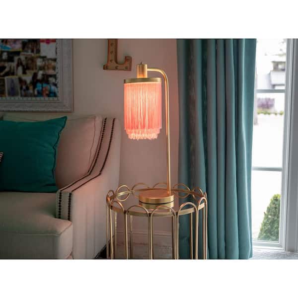 Decor Therapy Framboise 26 5 Gold Table, Small Table Lamp With Fringe Shade