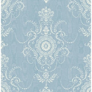 Bleu Bisque Colette Cameo Paper Unpasted Nonwoven Wallpaper Roll 60.75 sq. ft.