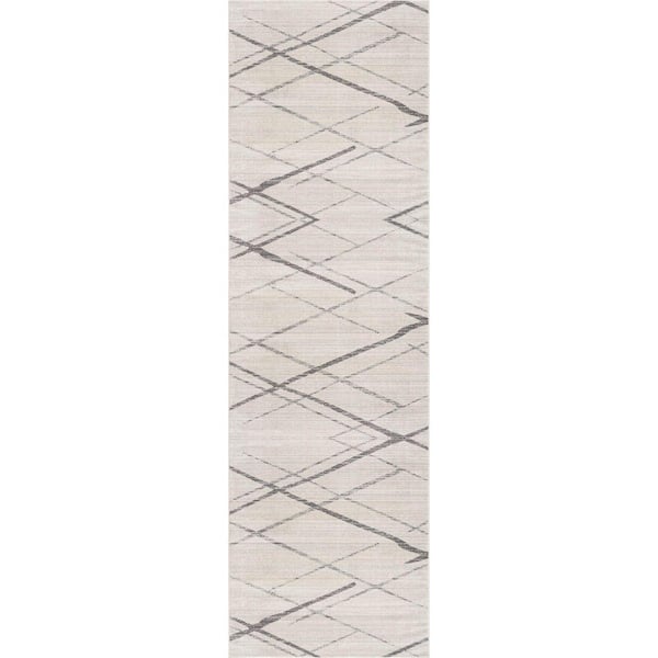 Savannah Modern Grey 2 ft. 6 in. x 8 ft. Abstract Runner Area Rug