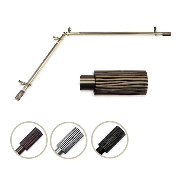 Rod Desyne 13/16" Dia Adjustable 28" to 48" Single Corner Window Curtain Rod in Antique Brass with Cedar Finials