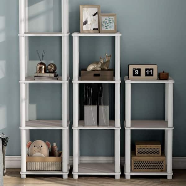 Quincy 44.2 in. Tall Greige Engineered Wood Display 4-Shelf Modular Bookcase With Support Rods