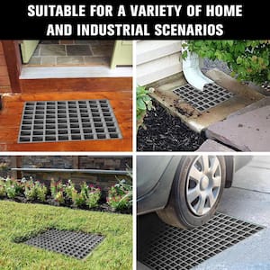 Fiberglass Molded Grating Composite for Floors Outdoor Drain Cover, 1.5 x 1.5 x 1 in., 10.6 x 10.6 in., Gray, Gritted