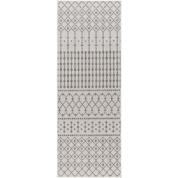 Livabliss Long Beach Light Gray Tribal 3 ft. x 7 ft. Indoor/Outdoor Runner Indoor/Outdoor Area Rug