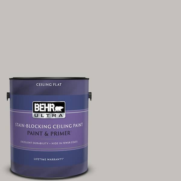 BEHR ULTRA 1 gal. #PPU18-10 Natural Gray Ceiling Flat Interior Paint & Primer