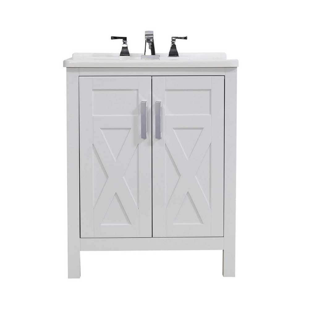 Hathaway 27 in. x 34 in. White Engineered Wood Laundry Sink