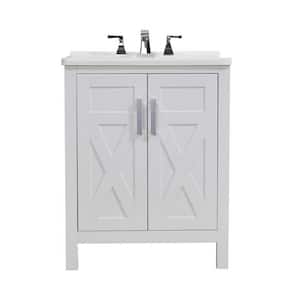 Stufurhome Hathaway 27 in. x 34 in. White Engineered Wood Laundry Sink