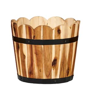 11 in. Scalloped Acacia Wood Planter