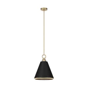 Klein 1-Light Alturas Gold Island Pendant Light with Matte Black Metal Shade