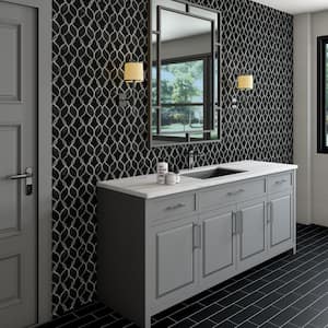 Lavaliere Nero Marquina Polished 12 in. x 13-1/2 in. Marble Intertwining Arabesque Mosaic Tile (7.9 sq. ft./Case)