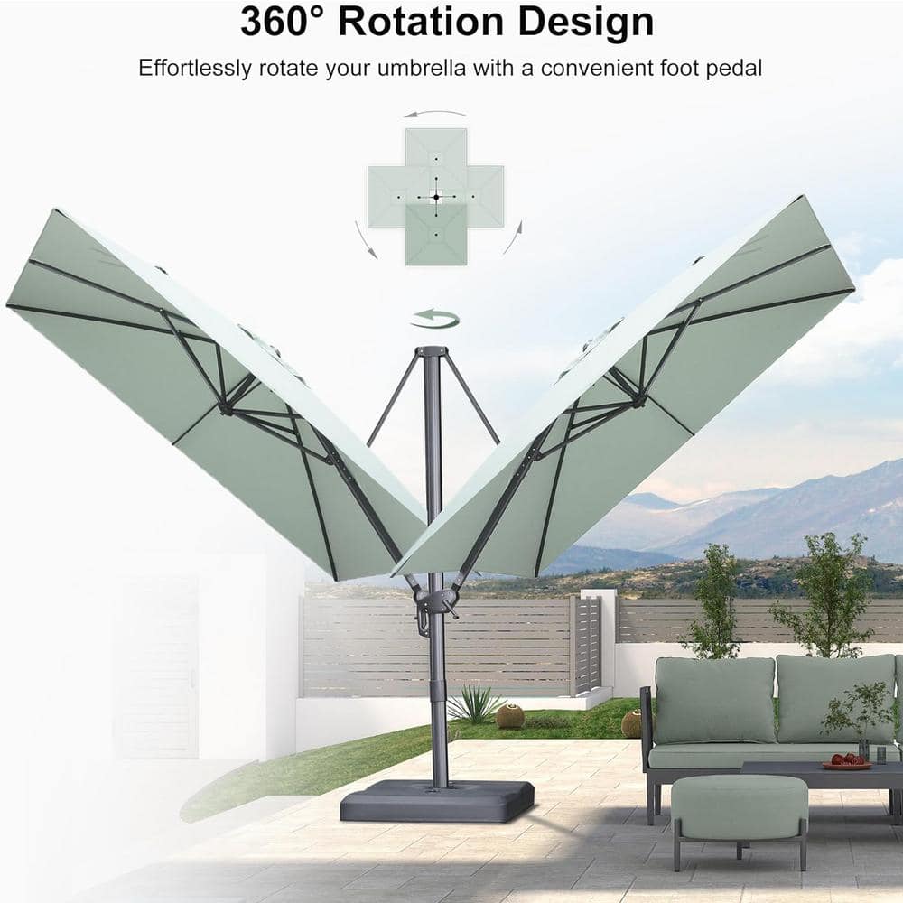 Mint Green 9 Ft Square Cantilever Patio Umbrella with Gray Aluminum Pole