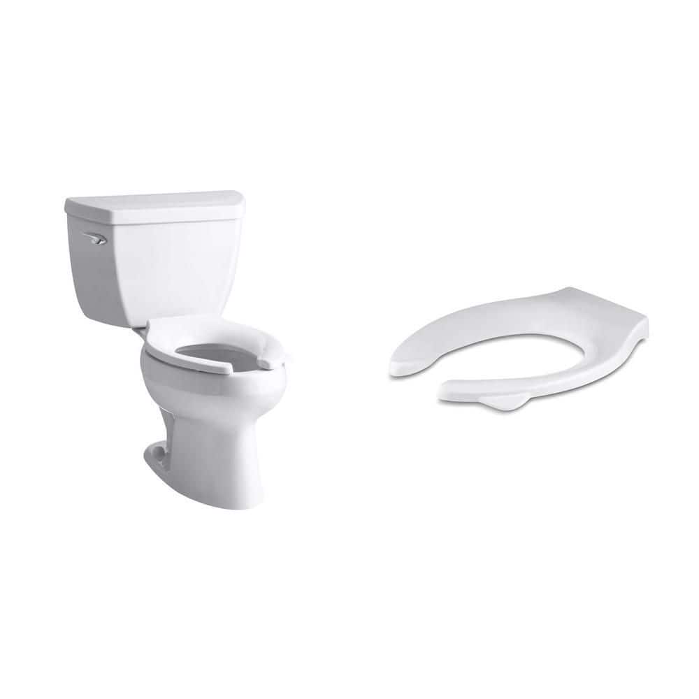 34＋E 410M KOHLER Stronghold Elongated Toilet Seat and Wellworth 12 in. Rough