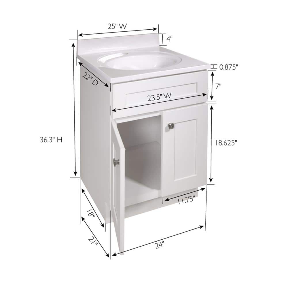 White Cultured Marble Single Vanity Top with Backsplash