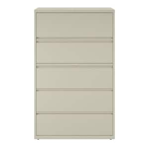 42 in. W 5-Drawer Putty Metal Lateral File Cabinet for Home and Office, Holds Letter, Legal and A4 Hanging Folders