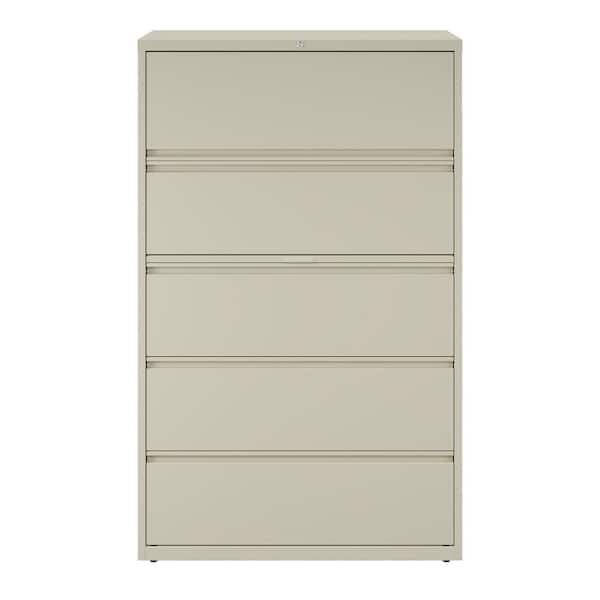 Hirsh 42 in. W 5-Drawer Putty Metal Lateral File Cabinet for Home and Office, Holds Letter, Legal and A4 Hanging Folders