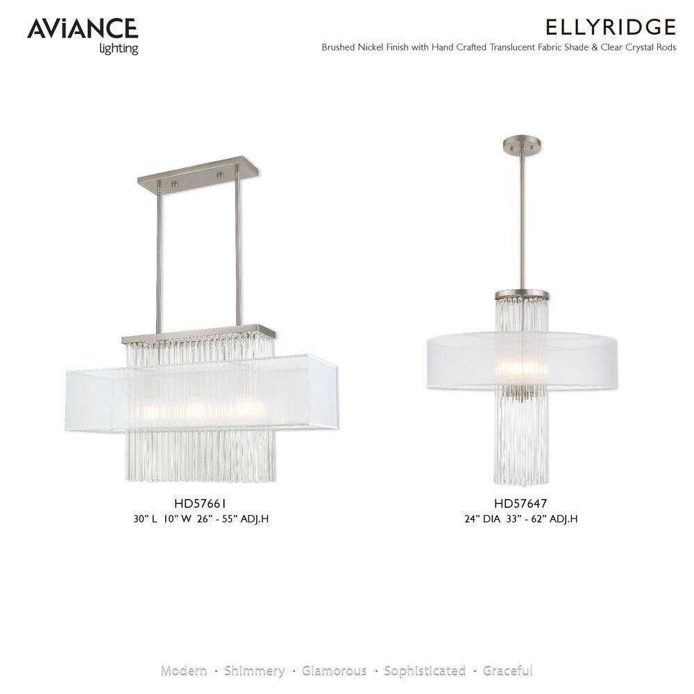 Elegant Alexis 3-Light Brushed Nickel Crystal Chandelier