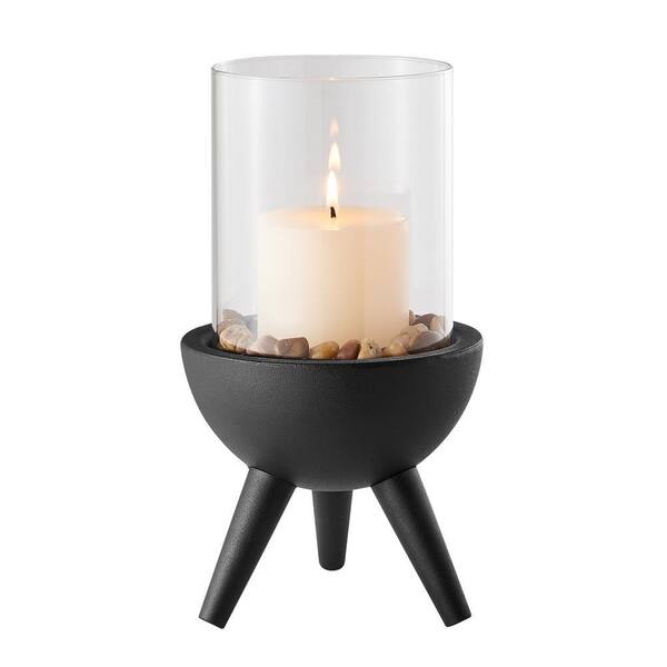 DANYA B Molta Modern Black, Clear Metal Bold Pedestal and Glass