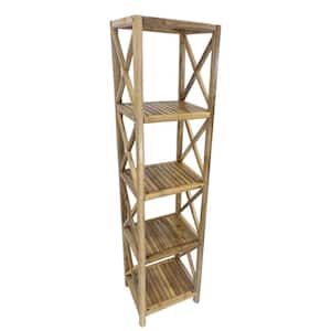 14.5 in. W x 60 in. H x 13 in. D Natural Solid Square Bamboo 4-Tier Shelving Unit