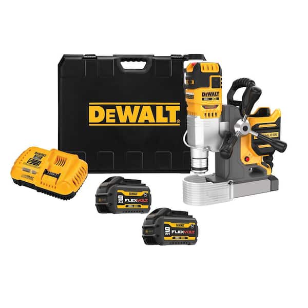 20V MAX XR Lithium-Ion Brushless Cordless 5/8 in. Magnetic Drill Press with (2) Flexvolt 9Ah Batteries, Charger and Case