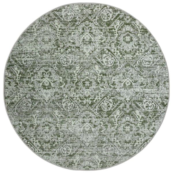 Livigno 1244 Transitional Abstract Green 8 ft. Round Area Rug