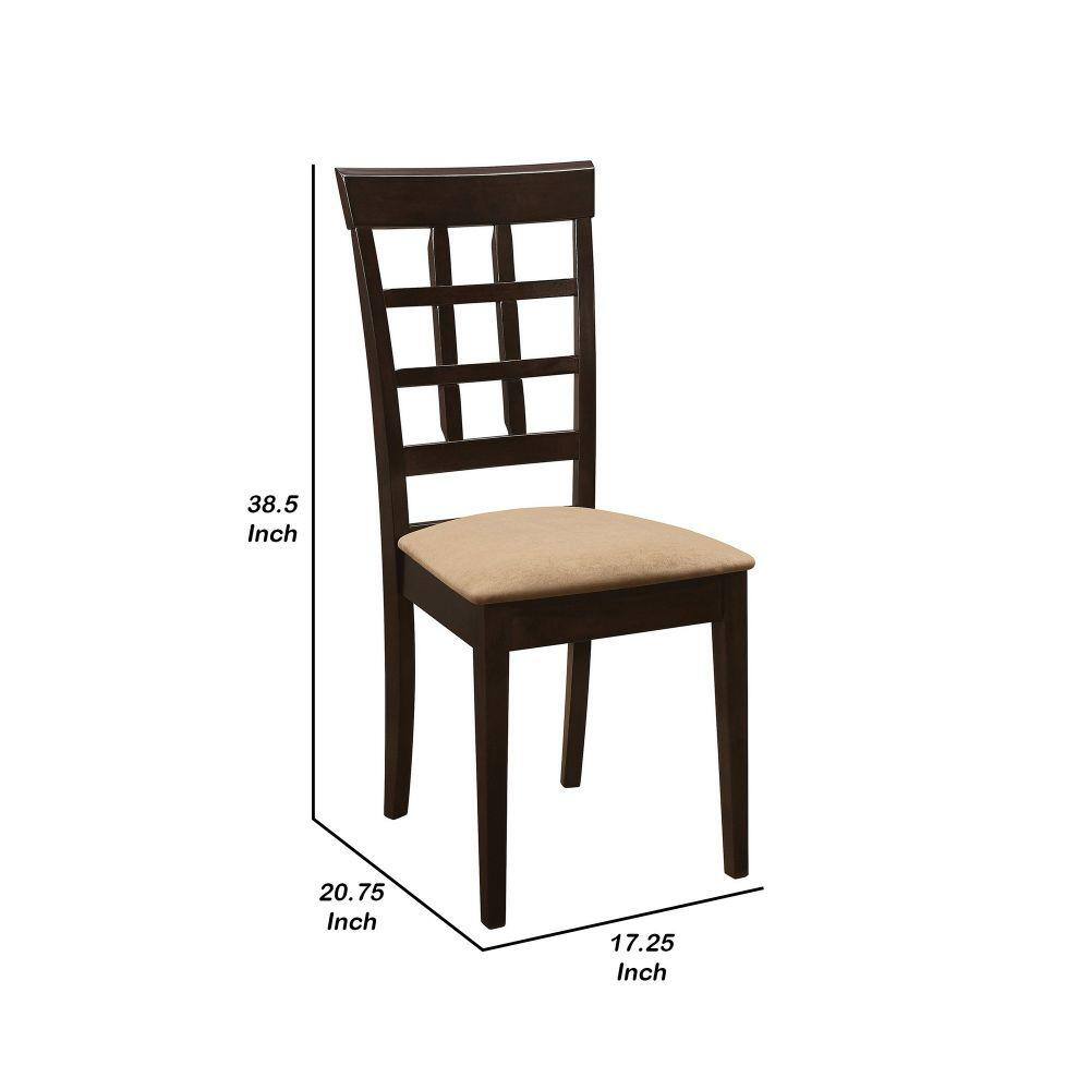 Tan Microfiber Upholstered Lattice Back Side Chair Set